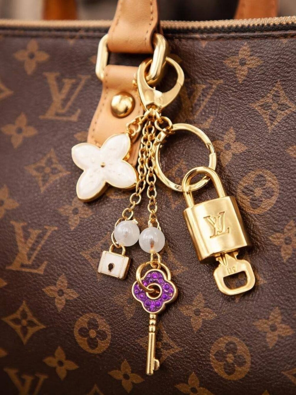 Authentic Louis Vuitton Gold Padlock 🔑 Unbranded Keychain Bag Charm LV